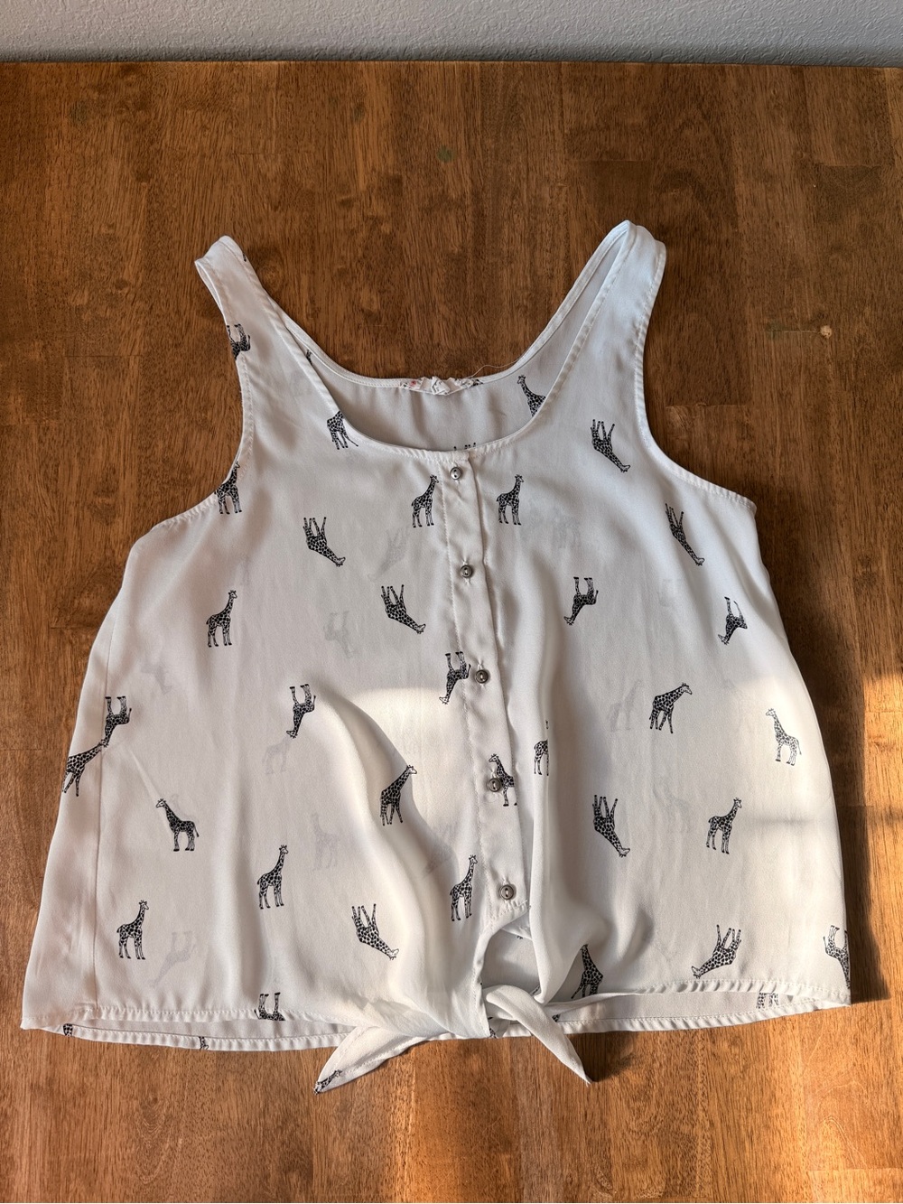 Pink Rose White Giraffe-Print Tie-Front Camisole Women’s Size L